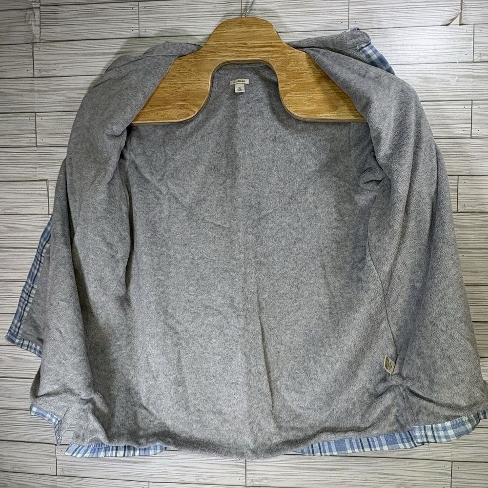 L.L. Bean Women's Button Down Shacket Sz XL Blue Plaid Fleece Lined Cotton - Picture 7 of 10